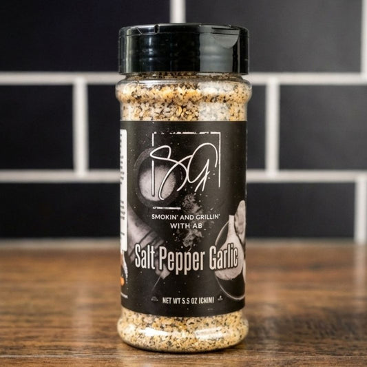 AB's SPG Salt Pepper and Garlic seasoning bottle